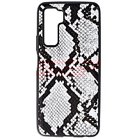 Accesorii GSM - Leather Back Cover: Toc TPU Leather Snake Huawei P40 Lite 5G / nova 7 SE Silver