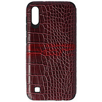 Accesorii GSM - Leather Back Cover: Toc TPU Leather Crocodile Samsung Galaxy A10 Burgundy