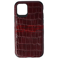 Accesorii GSM - Leather Back Cover: Toc TPU Leather Crocodile Apple iPhone 11 Pro Burgundy