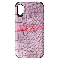 Accesorii GSM - Leather Back Cover: Toc TPU Leather Crocodile Apple iPhone X / XS Lavender