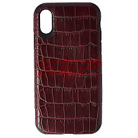 Accesorii GSM - Leather Back Cover: Toc TPU Leather Crocodile Apple iPhone X / XS Burgundy