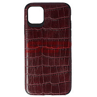 Accesorii GSM - Leather Back Cover: Toc TPU Leather Crocodile Apple iPhone 11 Pro Max Burgundy