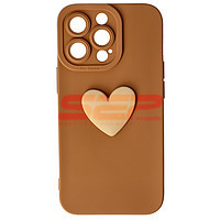 Toc silicon 3D Cartoon Apple iPhone 13 Pro Brown Heart
